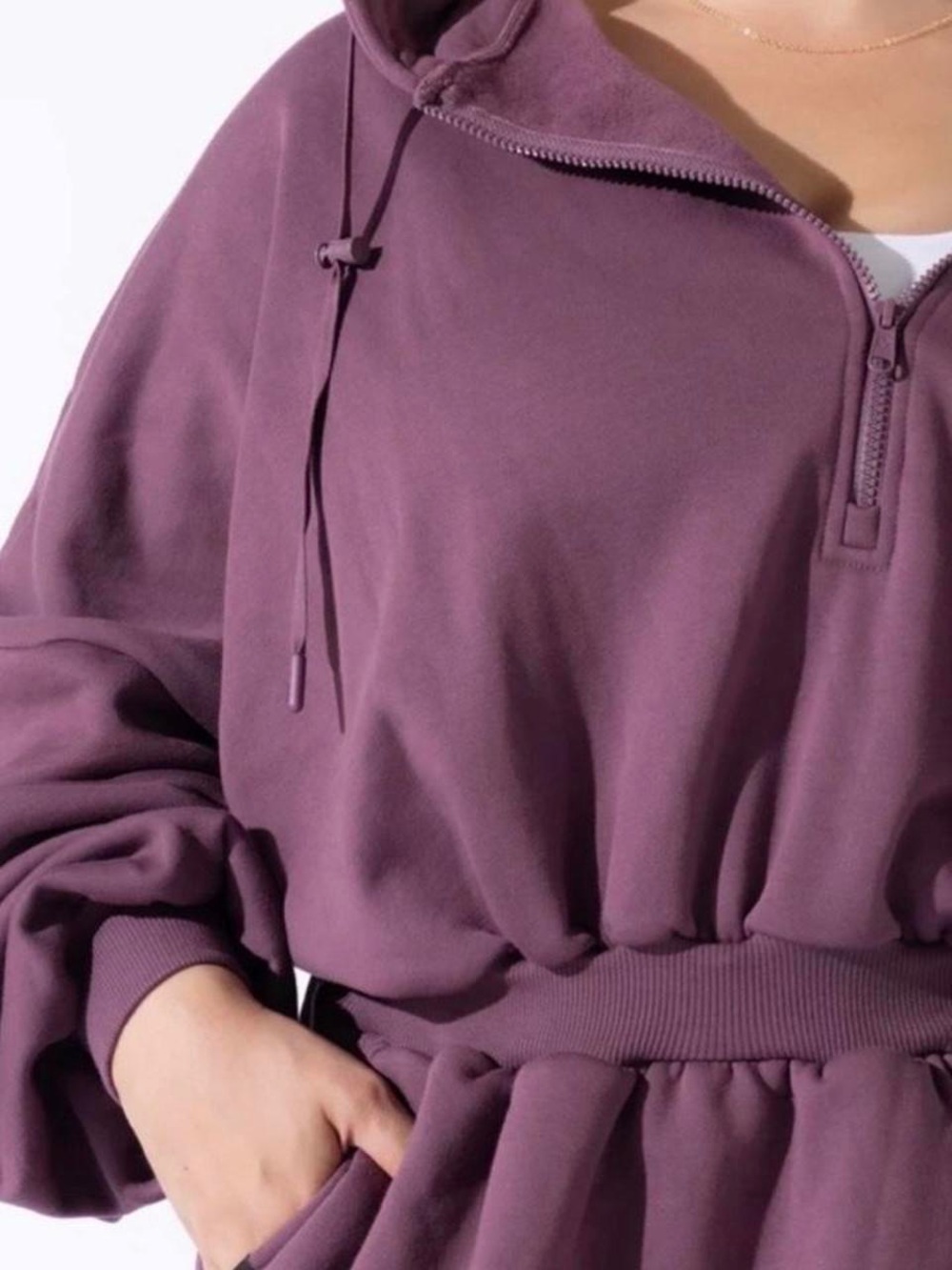 POPFLEX game day Oversized Plum Half-Zip Hoodie Dress - Picture 2 of 9